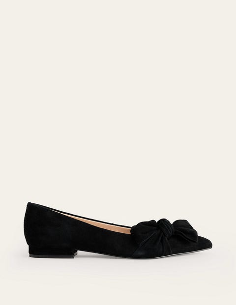 Bow Ballet Flats - Black Suede | Boden AU