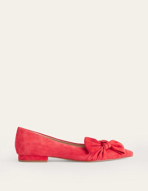 Boden Suede-bow Ballet Flats Brilliant Red Suede Women