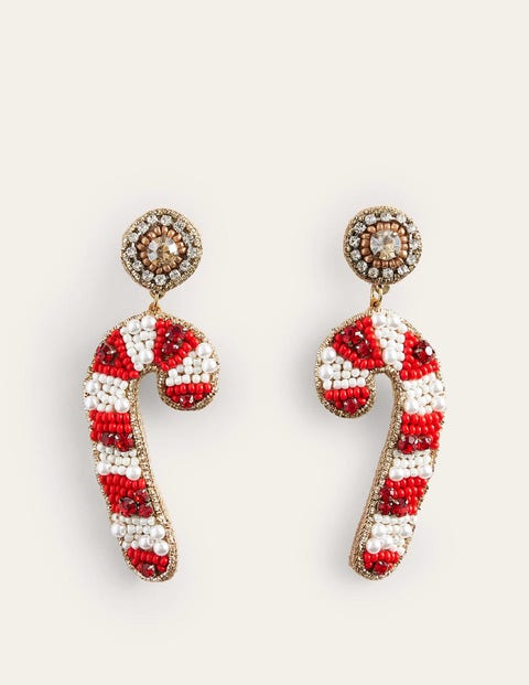 Boden Festive Embellished Earrings Candy Cane Women