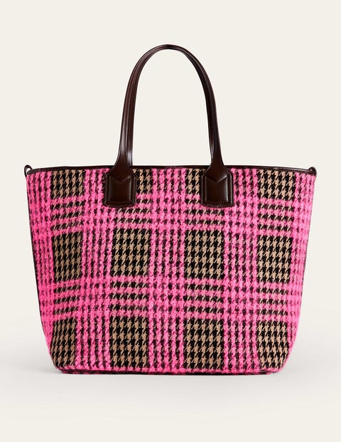 Boden Wool Trapeze Tote Bag Pink Boucle Check Women