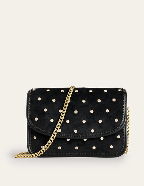 Boden Embellished Cross-body Bag Black Velvet Women