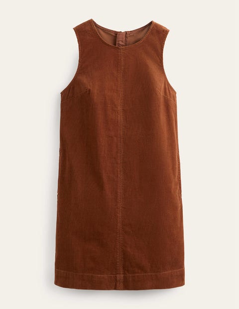 Evie Etuikleid aus Cord Damen Boden, Cognac