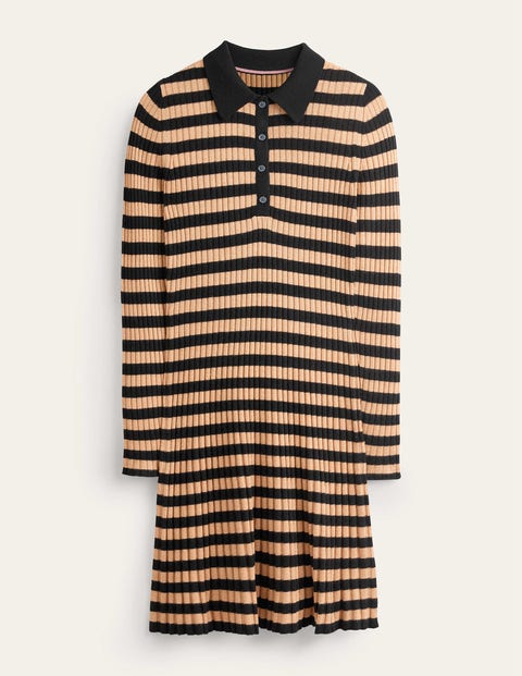 Boden Mini Collared Dress Black And Camel Women