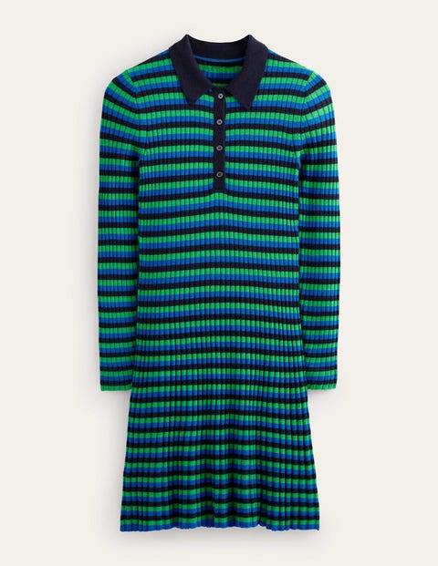 Boden Mini Collared Dress Navy And Bright Green Women