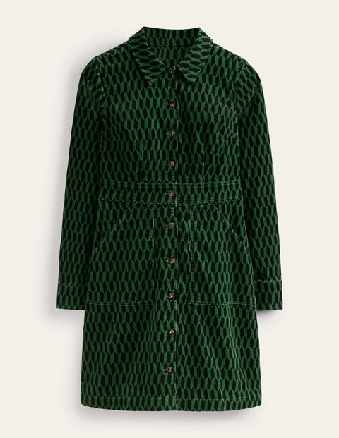 Boden Flora Cord Shirt Dress Amazon Green, Block Tile Women