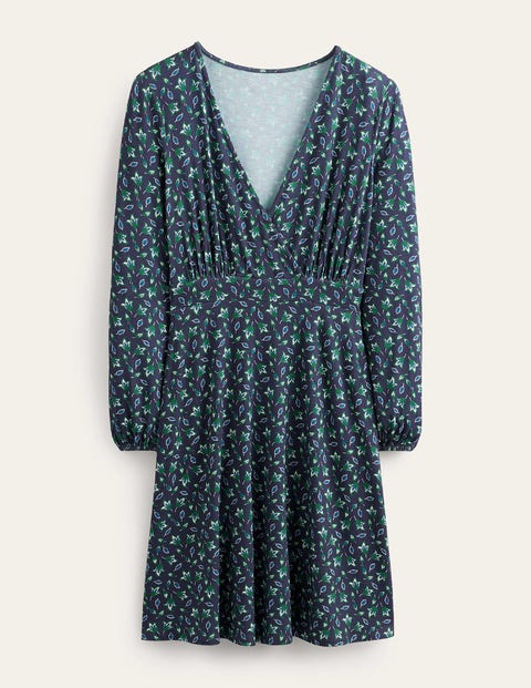 Willow Jersey-Kleid Damen Boden, Französisches Marineblau, Tulpenknospe