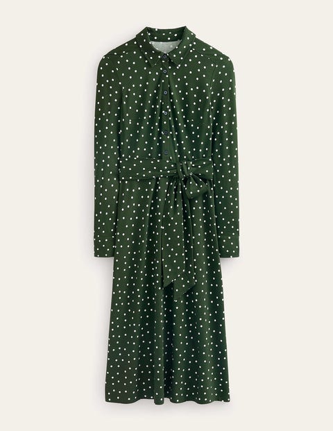 Laura Jersey Midi Shirt Dress Green Women Boden