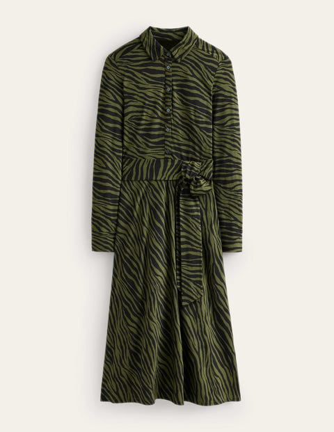 Boden Laura Jersey Midi Shirt Dress Oregano, Animal Stripe Women | ModeSens