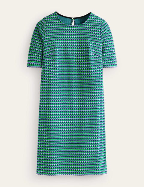 Ivy Kleid aus Jacquard-Jersey Damen Boden, Leuchtendes Grün, Terrasse Geo