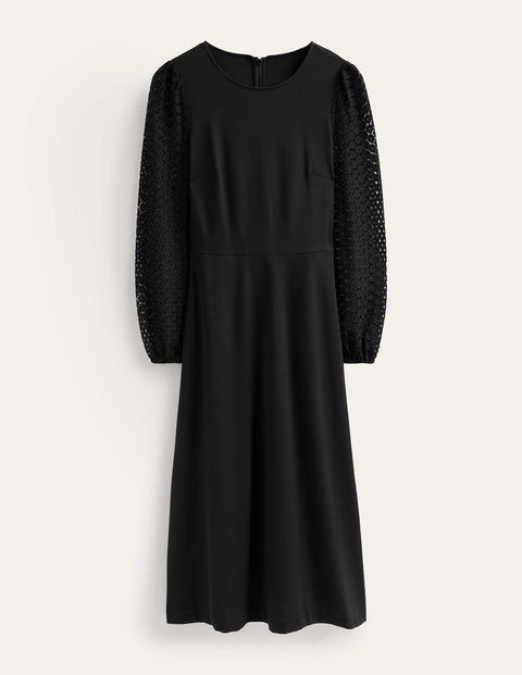 Sleeve Detail Midi Dress Black Women Boden