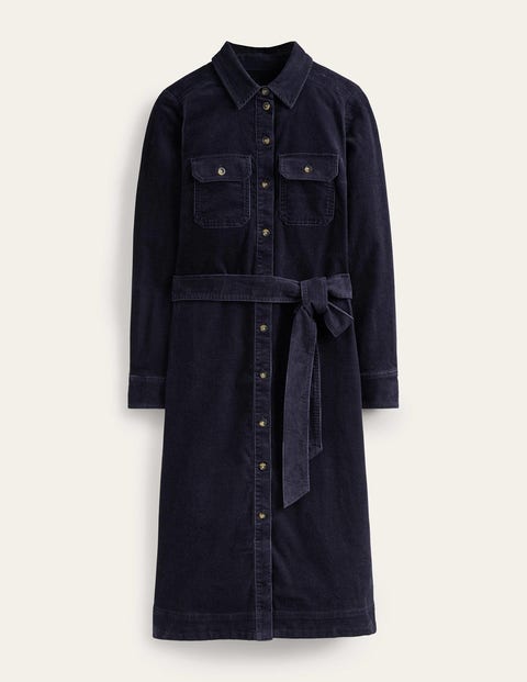 Boden Eloise Cord Midi Shirt Dress Navy Women