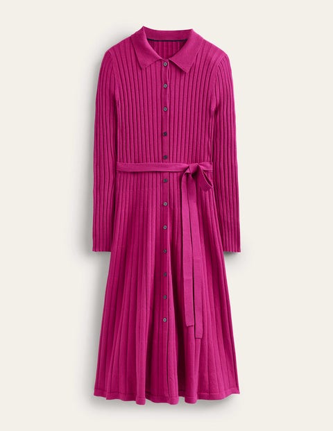 Boden Rachel Knitted Shirt Dress Vibrant Plum Women