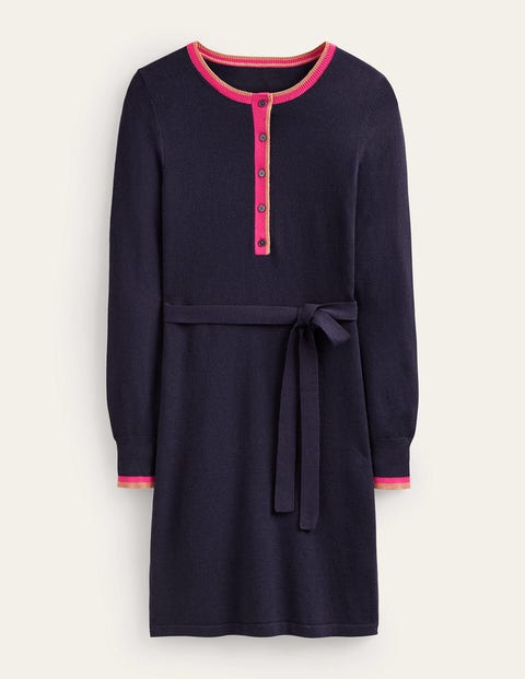 Boden Gemma Henley Knitted Dress Navy Women