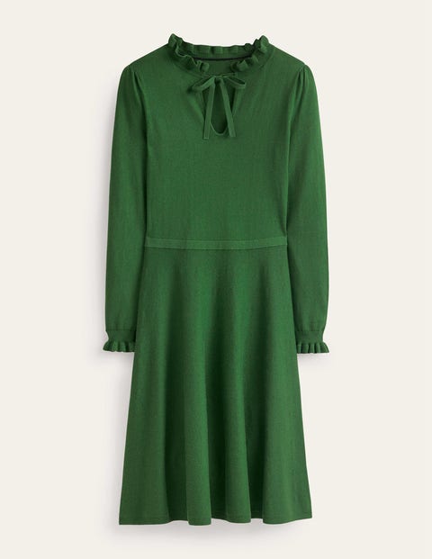 Boden Ruffle Tie Neck Dress Amazon Green Women