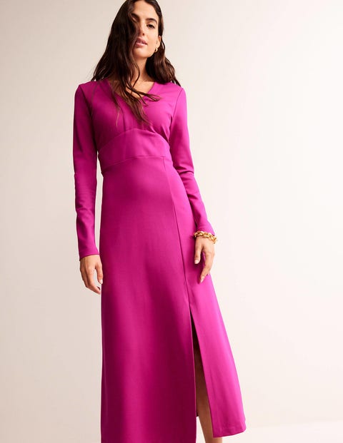 Ponte Maxi Split Hem Dress - Vibrant Plum