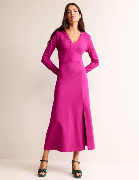 Ponte Maxi Split Hem Dress - Vibrant Plum