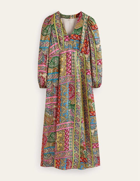 Boden Blouson Sleeve Maxi Tea Dress Multi, Patchwork Women
