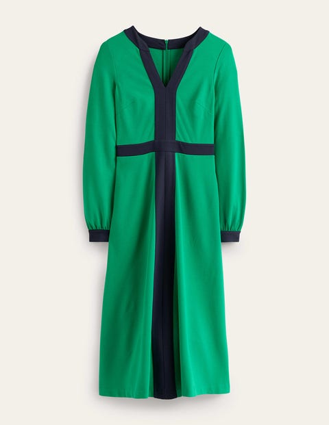 Colour Block V-Neck Midi Dress Green Women Boden
