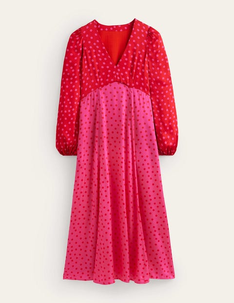 Blouson Sleeve Midi Tea Dress Red Women Boden