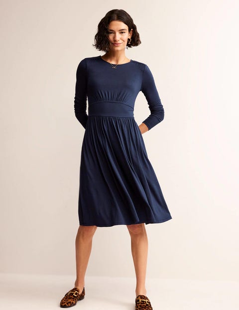 Thea Short Jersey Dress - Navy | Boden UK