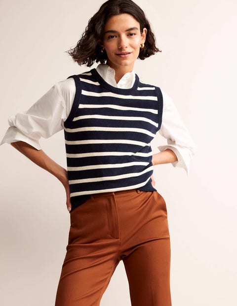 Fiona Sweater Vest - Navy and Ivory | Boden US