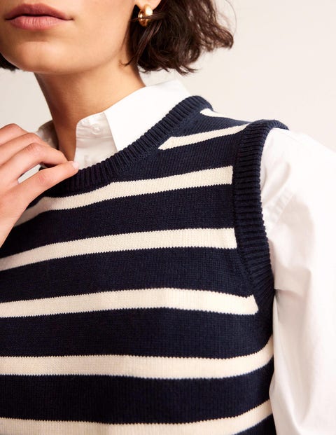 Fiona Sweater Vest - Navy and Ivory | Boden US