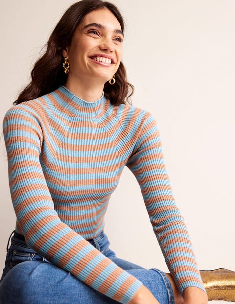 Essential Cotton Long-Sleeve Striped Turtleneck