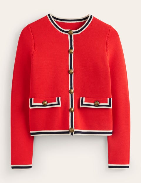 Boden Holly Cropped Knitted Jacket Hot Pepper Women
