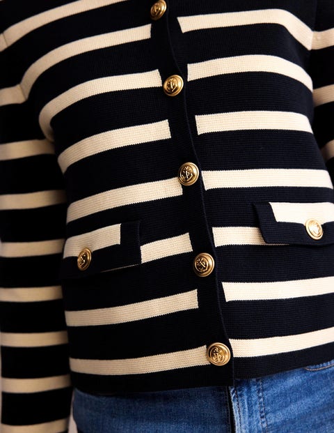 Holly Knitted Jacket - Navy, Ivory | Boden UK
