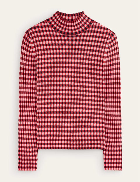 Fitted Check Jumper Red Women Boden