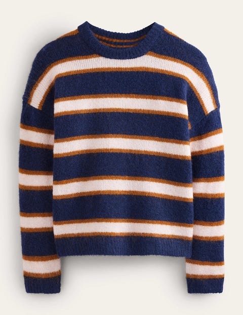 Fluffy Stripe Jumper Navy Women Boden