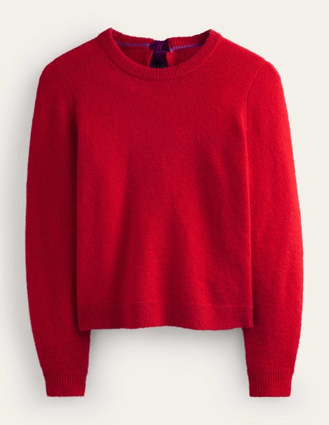 Fluffy Bow Back Jumper Red Women Boden