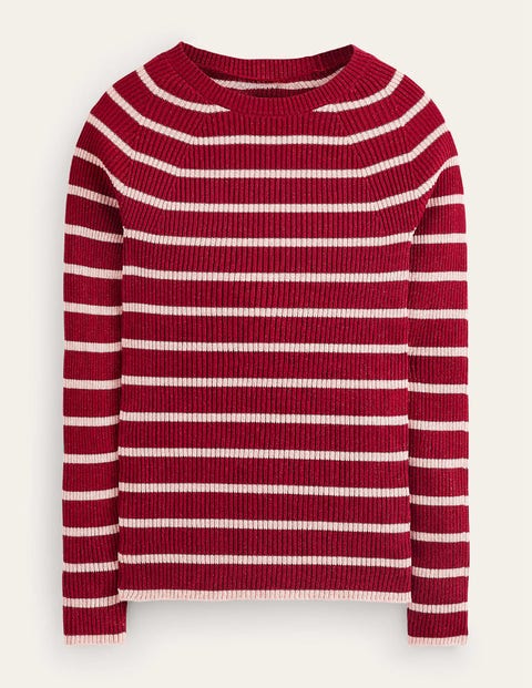 Boden Effie Sparkle Stripe Sweater Red, Chalky Pink Stripe Women