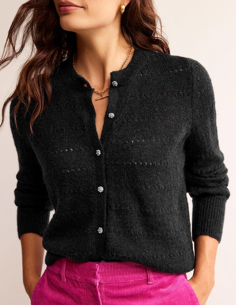 Fluffy Textured Cardigan - Black | Boden US