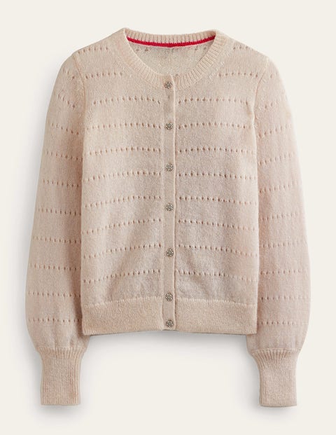 Boden Fluffy Textured Cardigan Vanilla Women