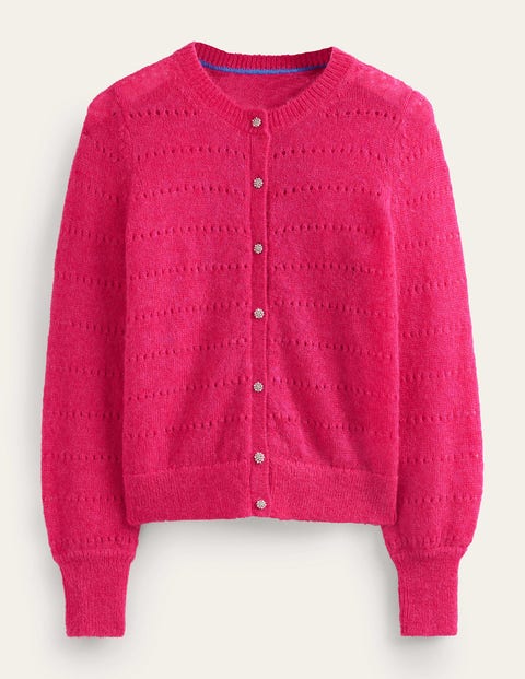 Boden Fluffy Textured Cardigan Vibrant Pink Women