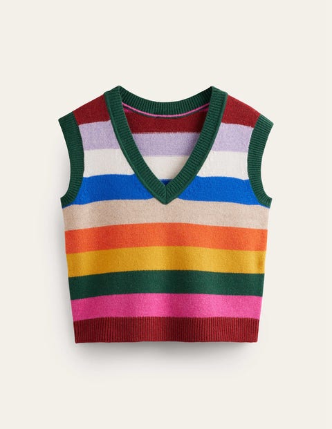 Boden Olivia Merino Vest Rainbow Multistripe Women