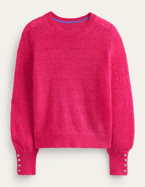 Boden Fluffy Textured Jumper Vibrant Pink Women