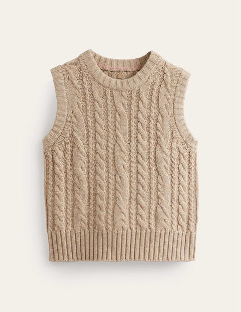 Cable Crew Neck Sweater Vest Bright Cobalt Boden US