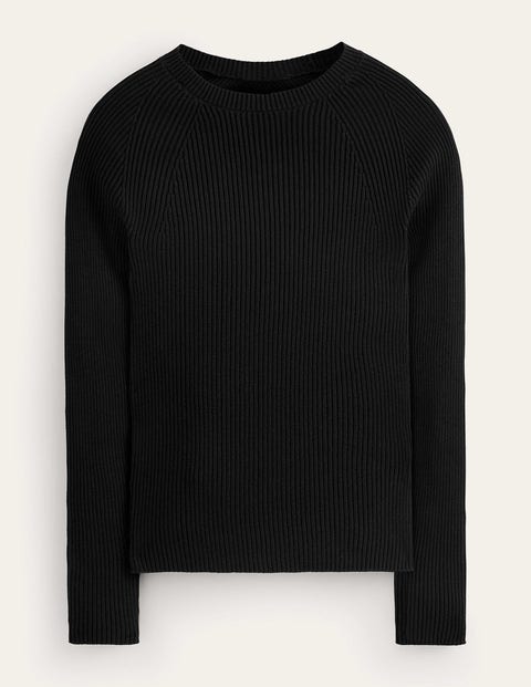 Ribbed Cotton Jumper Black Women Boden