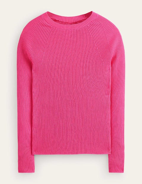 Ribbed Cotton Jumper Pink Women Boden