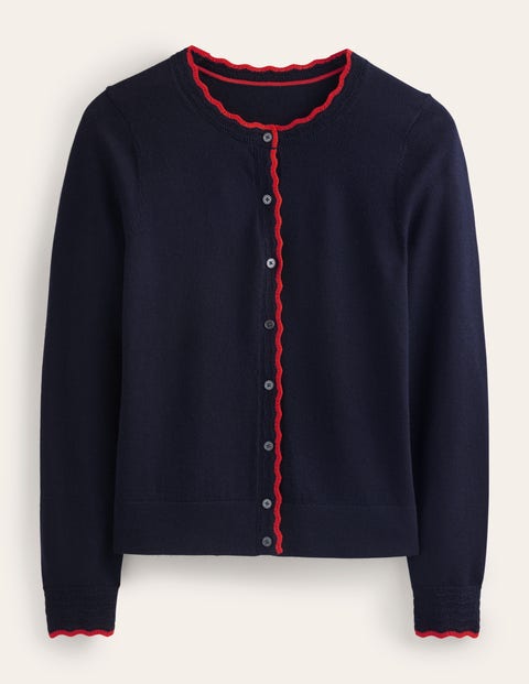 Boden Merino Scallop Cardigan Navy Women