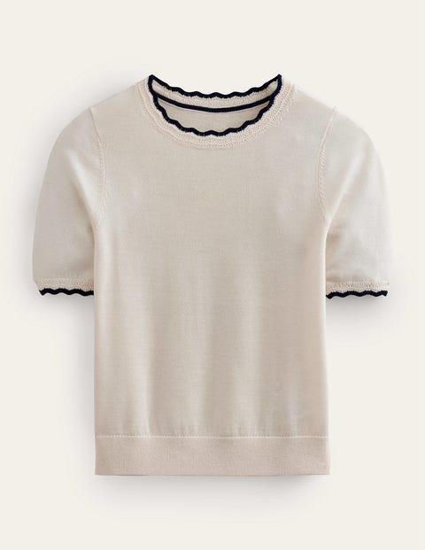 Merino Scallop T-Shirt White Women Boden