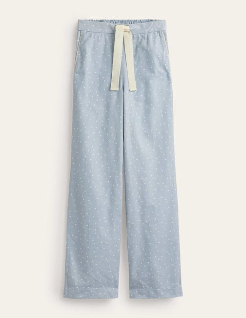 bas de pyjama en coton brossé femme boden, blu