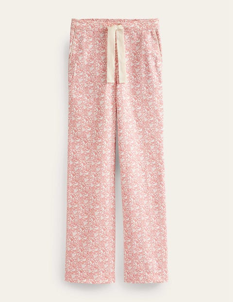 Boden Brushed Cotton Pyjama Trouser Rosette Blush, Forest Meadow Women