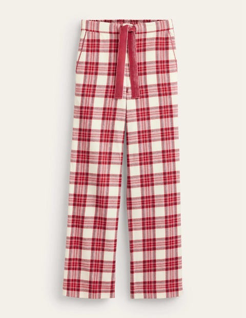 Boden Brushed Cotton Pyjama Trouser Tonal Reds Check Women