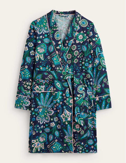Boden Cotton-sateen Dressing Gown Multi, Azalea Bloom Women