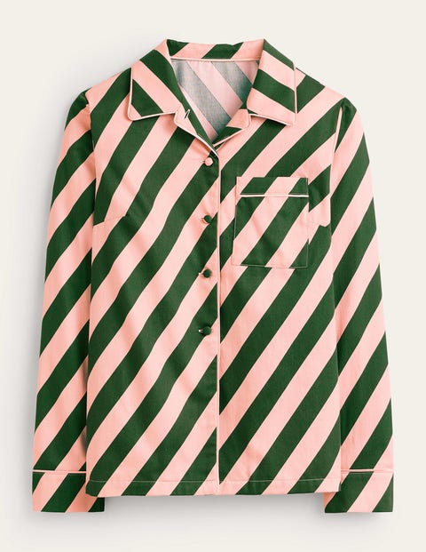 Boden Cotton-sateen Pyjama Shirt Rosette Pink And Amazon Green Women