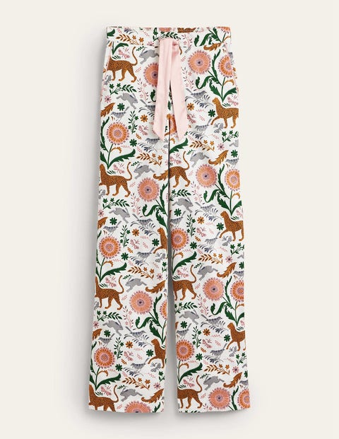 Boden Cotton-sateen Pajama Bottoms Ivory, Jungle Flora Women