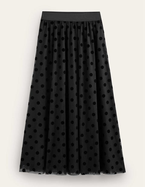 Shop Boden Tulle Full Midi Skirt Black Spot Women